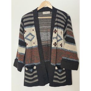 Deerskin Vintage Open Boho Neutral Sweater Cardigan Southwestern Size Medium G56
